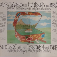Affiche pour l'exposition Voyage à Travers les Chansons de Brel à la Maison natale du chanteur (Schaerbeek) du 10 au 28 janvier 1989